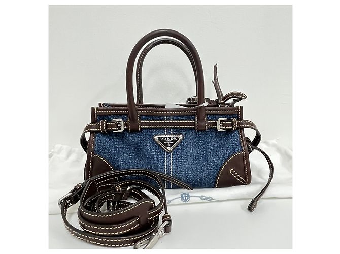 Mini Borsa Prada Denim Blu - vista 2