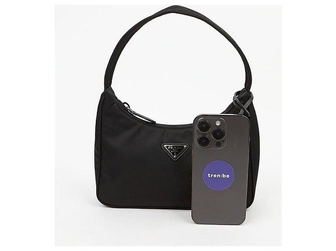 Prada Borsa Hobo Mini Re-Edition da donna Nero - vista 8