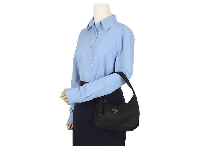 Prada Borsa Hobo Mini Re-Edition da donna Nero - vista 9