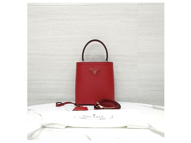 Prada Borsa a Tracolla Tote Double Panier in Saffiano - vista 10