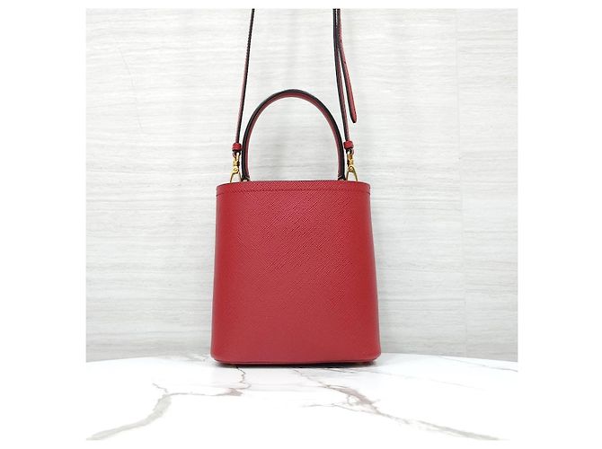 Prada Borsa a Tracolla Tote Double Panier in Saffiano - vista 13