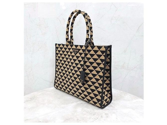 Prada Große Symbol Jacquard-Stoff Tote Bag mit Dreieckslogo - Ansicht 2