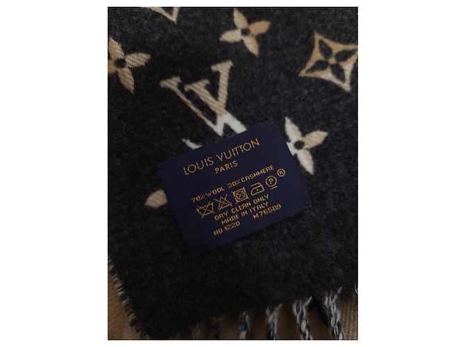 Sciarpa Louis Vuitton Monogram Check Grigio Beige - vista 6