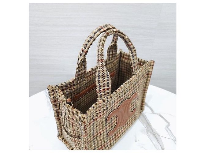 Céline Pequena Mala de Ombro Triomphe Check - vista 5