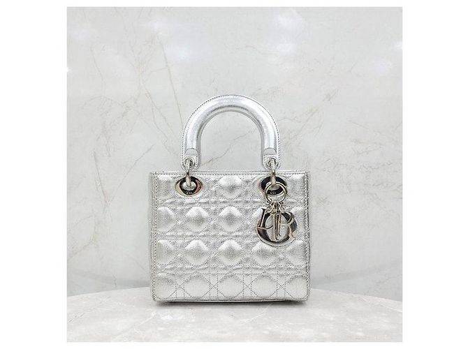 Borsa Lady Dior Small Argento - vista 4