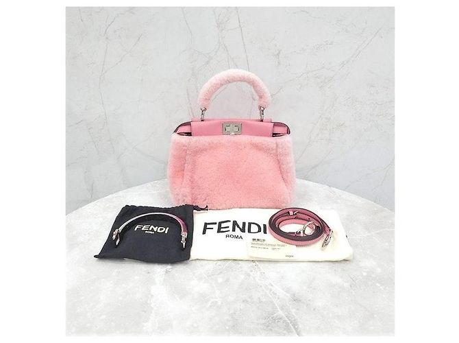 Fendi Peekaboo Pink Shearling Mini - vista 11