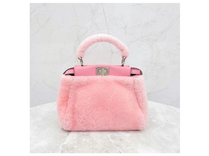 Fendi Peekaboo Pink Shearling Mini - vista 12
