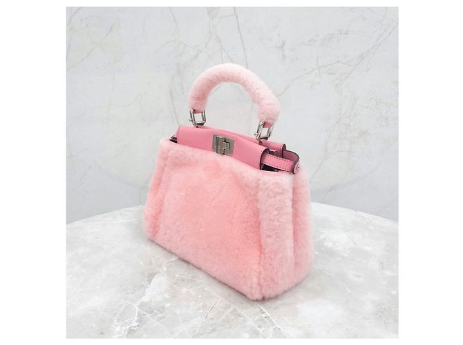 Fendi Peekaboo Pink Shearling Mini - vista 13