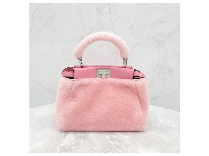 Fendi Peekaboo Pink Shearling Mini - vista 14