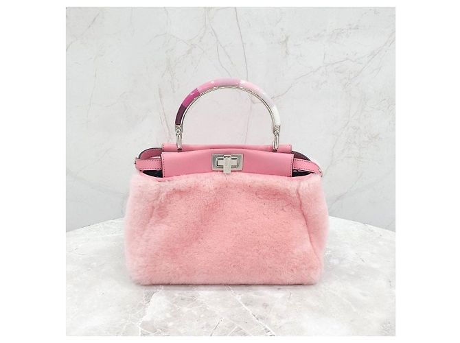 Fendi Peekaboo Pink Shearling Mini - vista 15