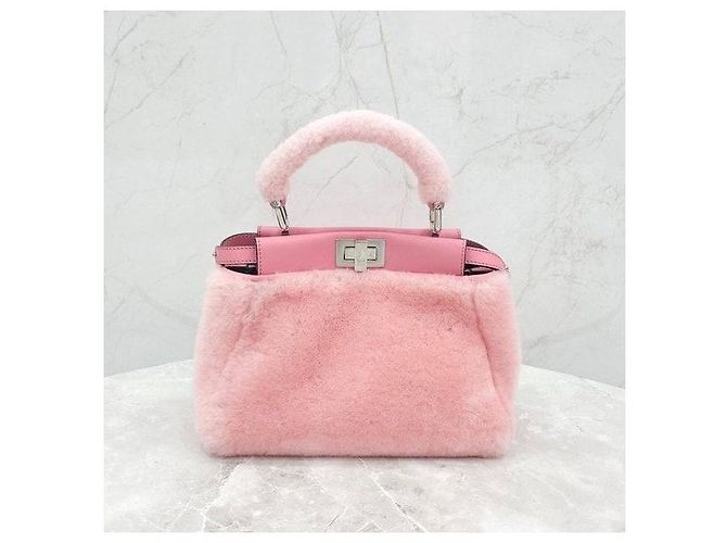 Fendi Peekaboo Pink Shearling Mini - vista 3