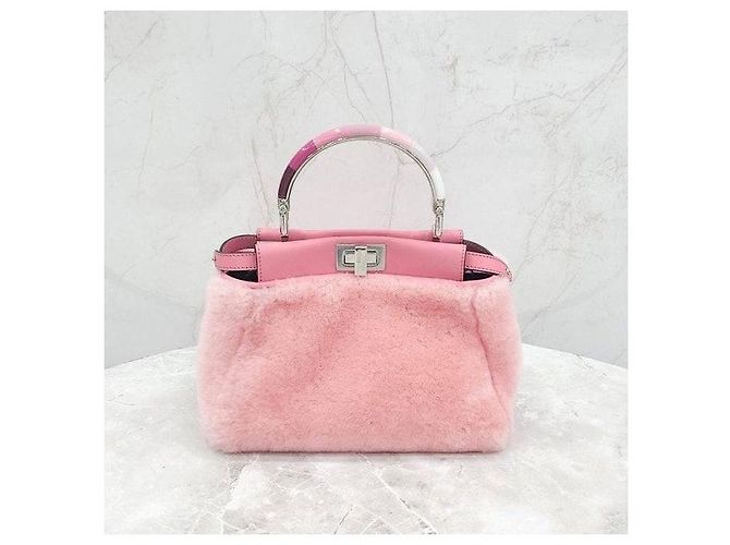 Fendi Peekaboo Pink Shearling Mini - vista 4