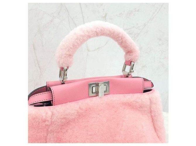 Fendi Peekaboo Pink Shearling Mini - vista 6