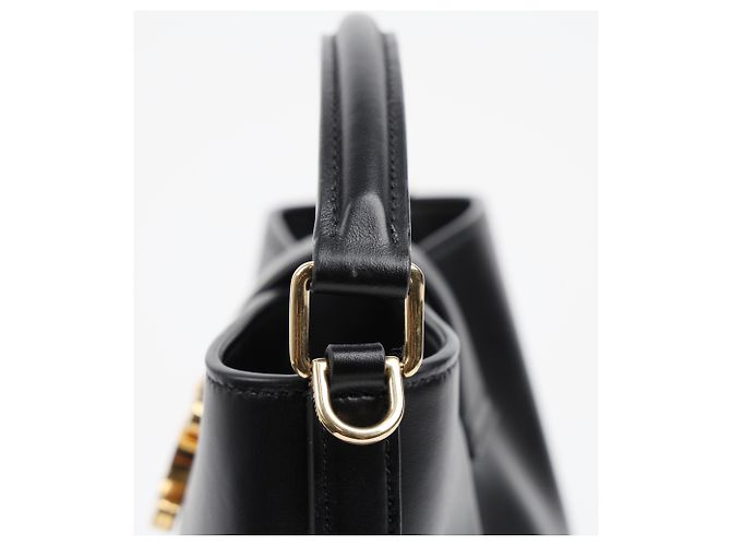 Céline Picca Borsa Louise in Vitello Liscio Nero - vista 11