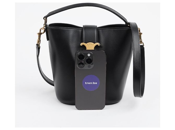 Céline Picca Borsa Louise in Vitello Liscio Nero - vista 13