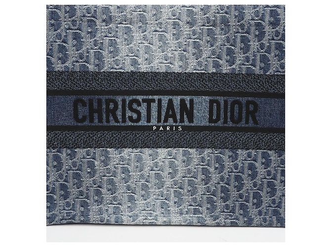 Dior Borsa Book Tote Medium Blue Denim Oblique Jacquard - vista 3