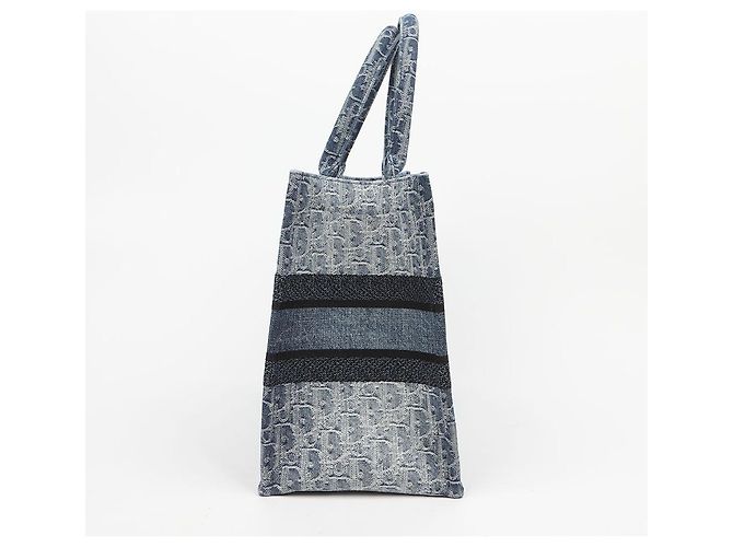 Dior Borsa Book Tote Medium Blue Denim Oblique Jacquard - vista 5