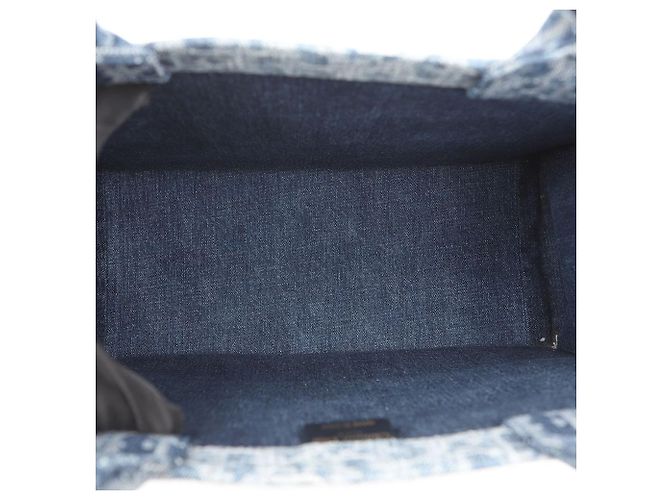 Dior Borsa Book Tote Medium Blue Denim Oblique Jacquard - vista 7