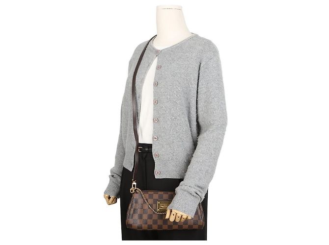 Louis Vuitton Borsa a spalla e pochette Eva in Canvas Damier Ebene - vista 11