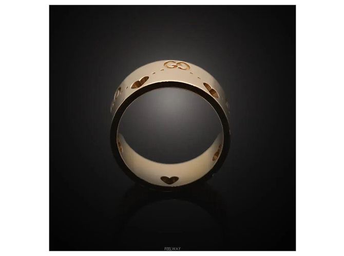 Gucci Anello largo con icona a cuore in oro rosa - vista 2