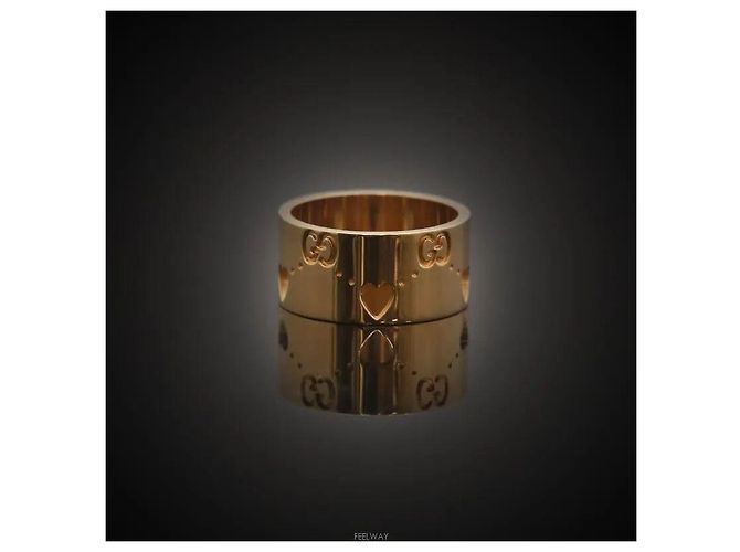 Gucci Anello largo con icona a cuore in oro rosa - vista 4