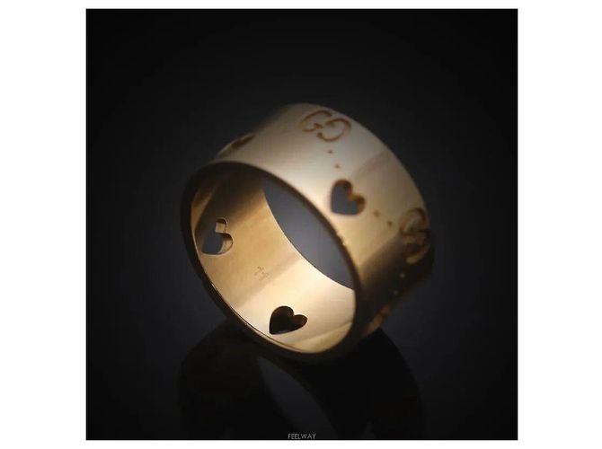Gucci Anello largo con icona a cuore in oro rosa - vista 5