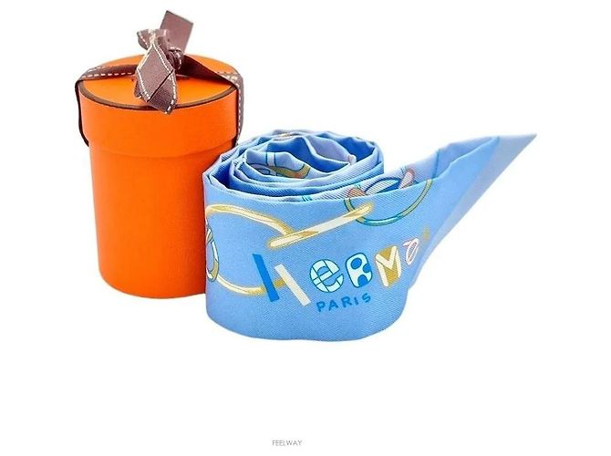 Hermès Seidener Twilly Himmelblau - Ansicht 5