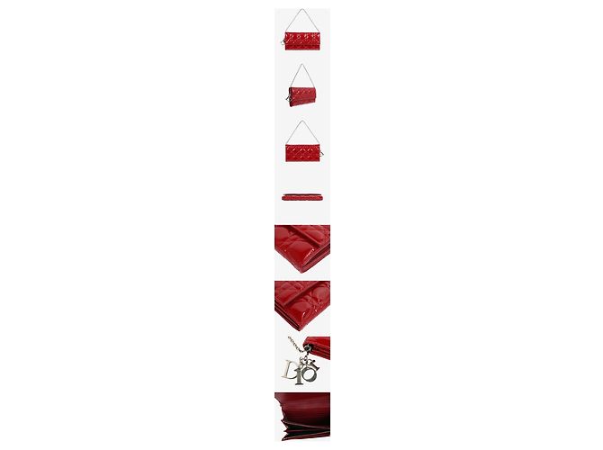 Dior Lady Patent Chain Pouch Cherry Red Silver Toned - vista 2