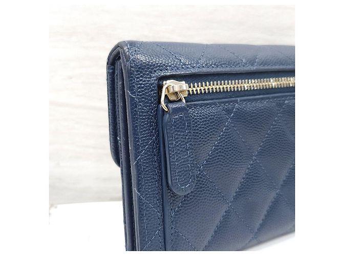 Chanel Classic Small Flap Wallet Caviar Navy Gold - Ansicht 12