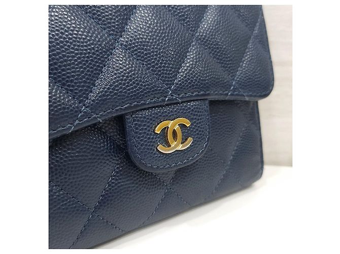 Chanel Classic Small Flap Wallet Caviar Navy Gold - Ansicht 13