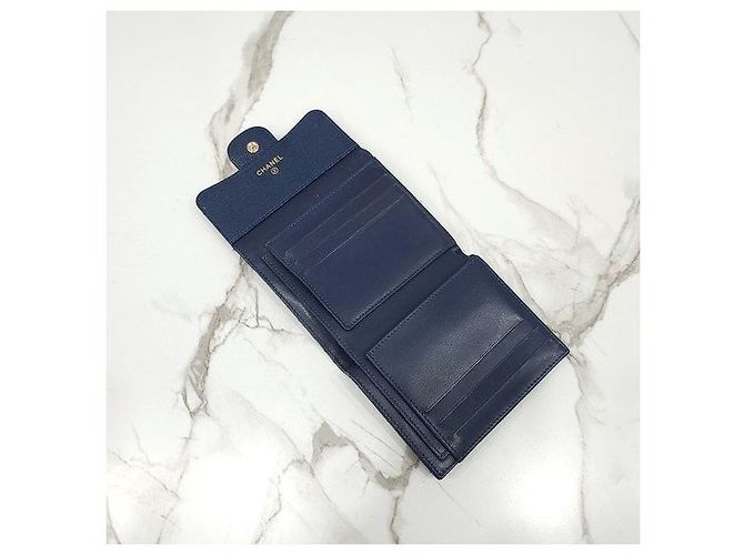 Chanel Classic Small Flap Wallet Caviar Navy Gold - Ansicht 6
