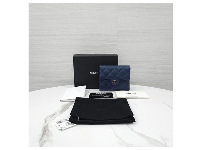 Chanel Classic Small Flap Wallet Caviar Navy Gold - Ansicht 8