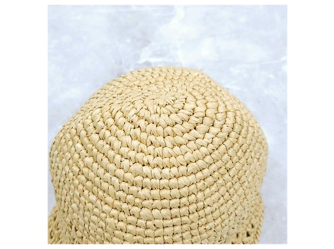 Miu Miu Cappello a secchiello in rafia Logo - vista 14