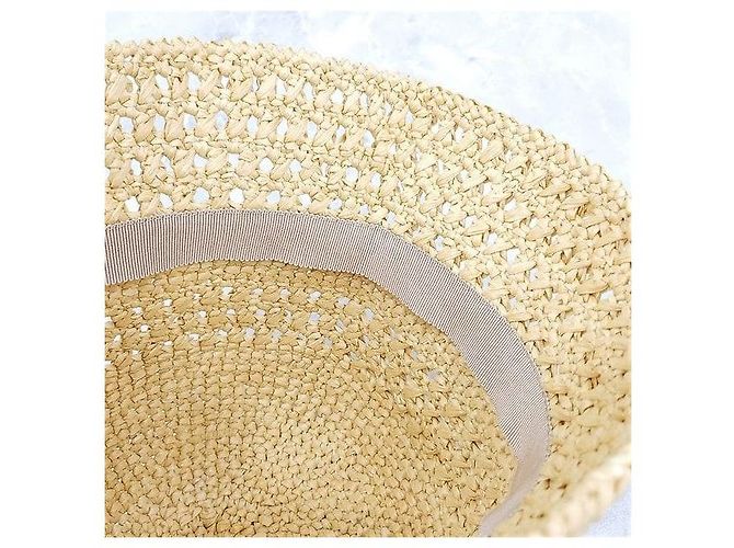 Miu Miu Cappello a secchiello in rafia Logo - vista 6