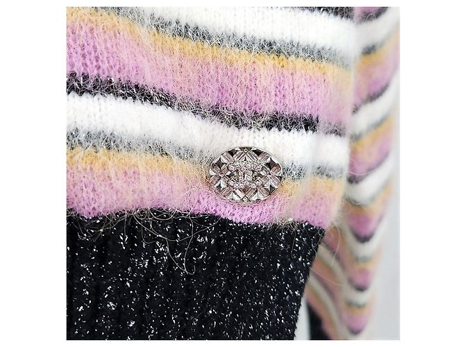 Chanel Pullover de malha riscada rosa - vista 11