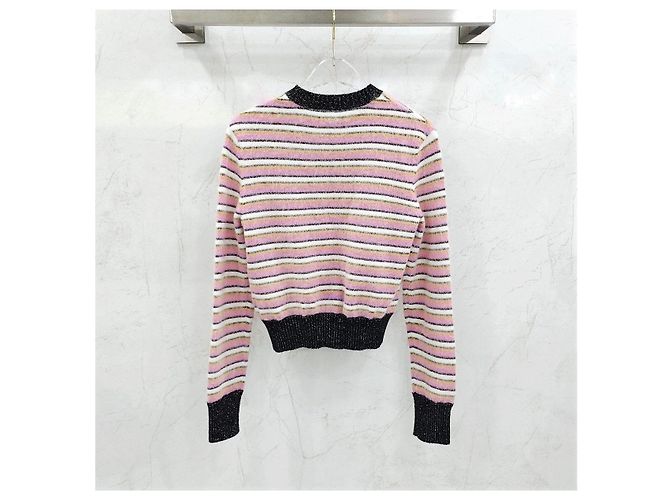 Chanel Pullover de malha riscada rosa - vista 8