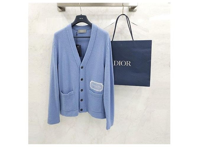 Dior Kaschmir-Cardigan mit Logo in Blau - Ansicht 8