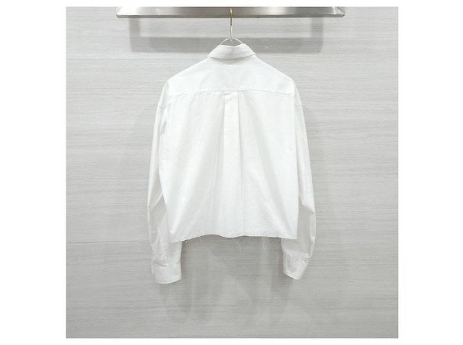 Miu Miu Camicia in popeline bianca con orlo basso e logo ricamato - vista 2