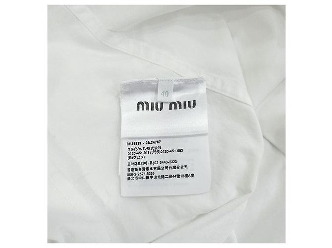 Miu Miu Camicia in popeline bianca con orlo basso e logo ricamato - vista 6