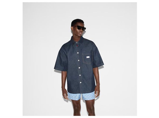 Gucci Oversized Denim-Hemd mit Web-Band-Label - Ansicht 15