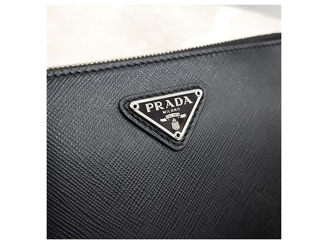 Prada Mini borsa Saffiano spazzolata Nero - vista 12