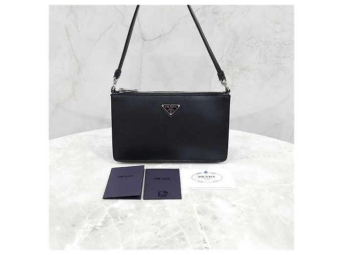Prada Mini borsa Saffiano spazzolata Nero - vista 14