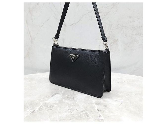 Prada Mini borsa Saffiano spazzolata Nero - vista 2