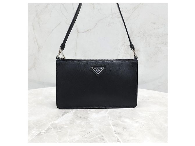 Prada Mini borsa Saffiano spazzolata Nero - vista 8