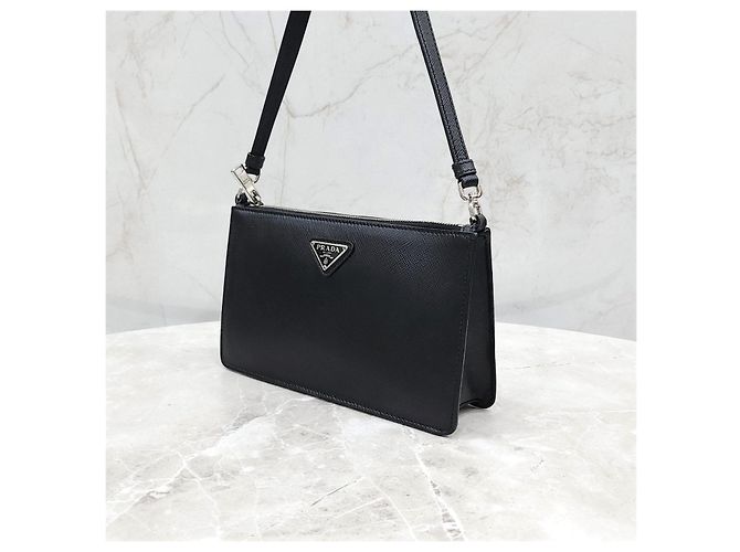 Prada Mini borsa Saffiano spazzolata Nero - vista 9