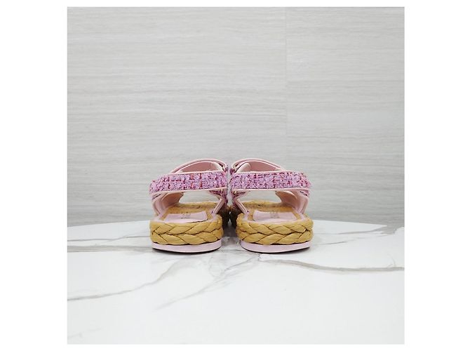 Chanel Sandali in Tweed con Velcro Rosa - vista 11