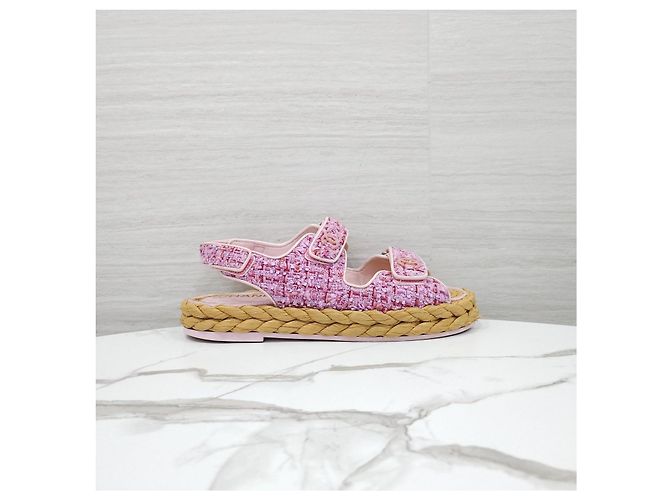 Chanel Sandali in Tweed con Velcro Rosa - vista 12