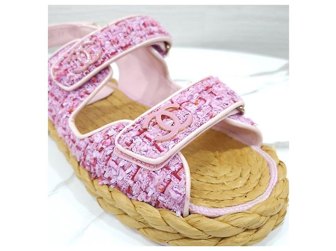 Chanel Sandali in Tweed con Velcro Rosa - vista 13
