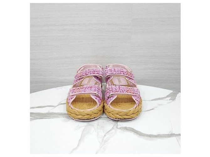 Chanel Sandali in Tweed con Velcro Rosa - vista 2