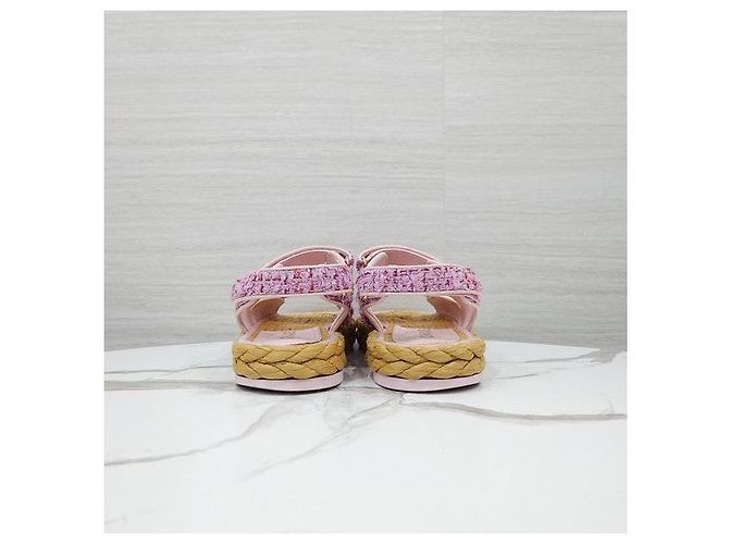 Chanel Sandali in Tweed con Velcro Rosa - vista 3